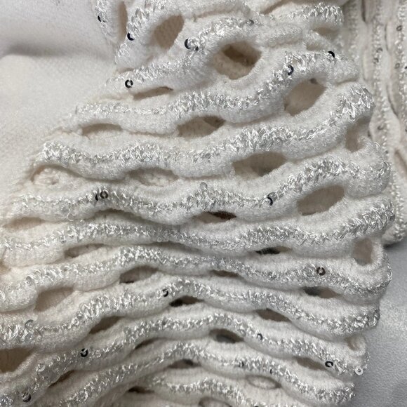 NEW MARIA PAVAN Womens Sequin Braided Long Sleeve Soft Sweater Size S White - Picture 11 of 12